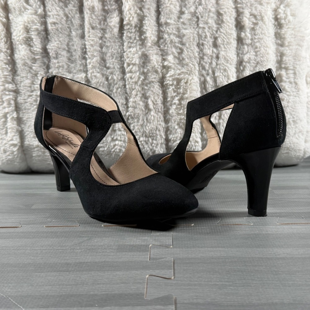 LifeStride Black Strappy Pointed Toe Heels Pumps Size 9M
